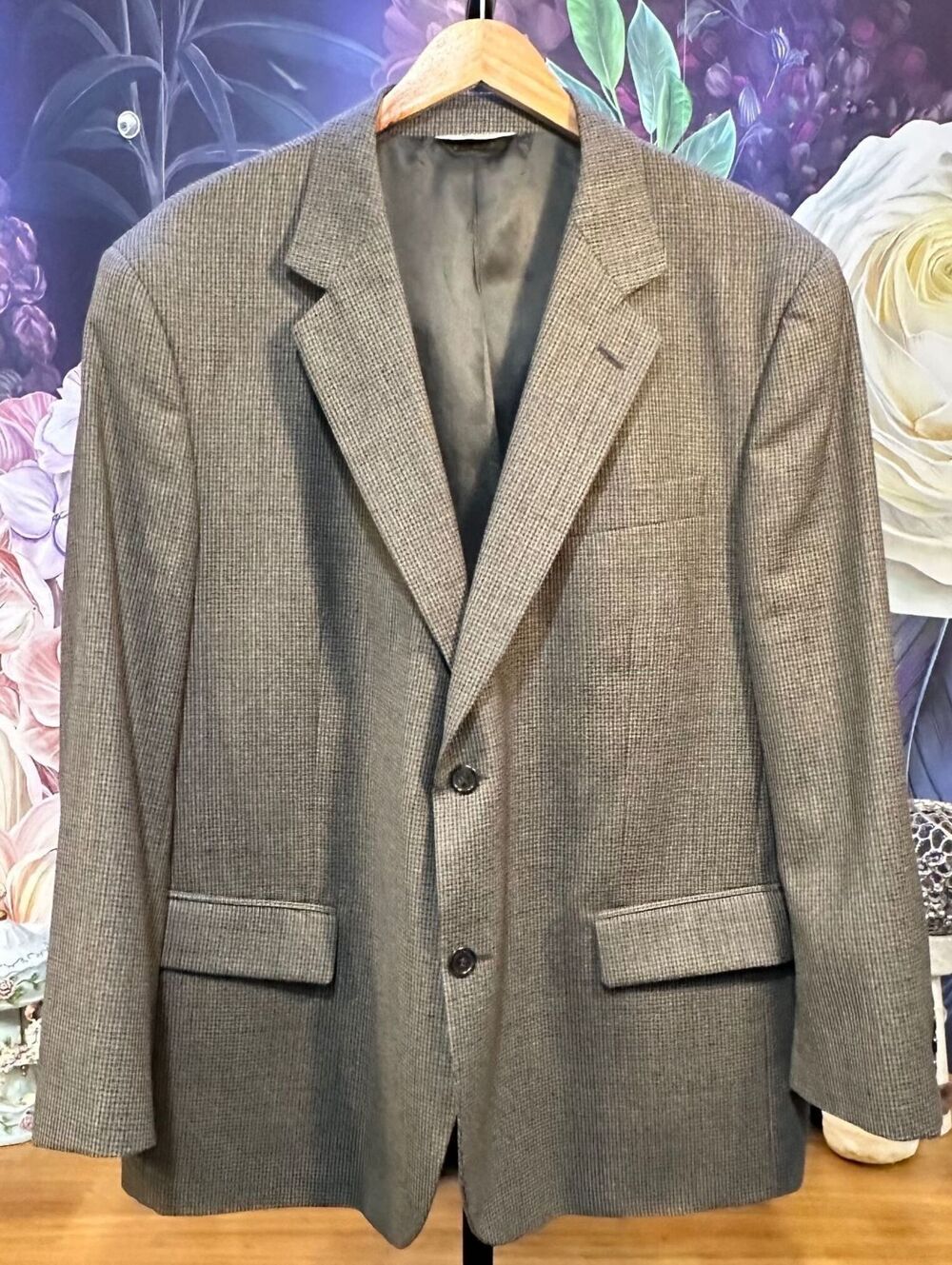 Joseph & Feiss 100% Wool 44 Short Houndstooth Men's Sport Coat Classic Old Money